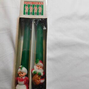 Vintage Christmas Candles Santa and Mrs. Claus 10 Inch Candles